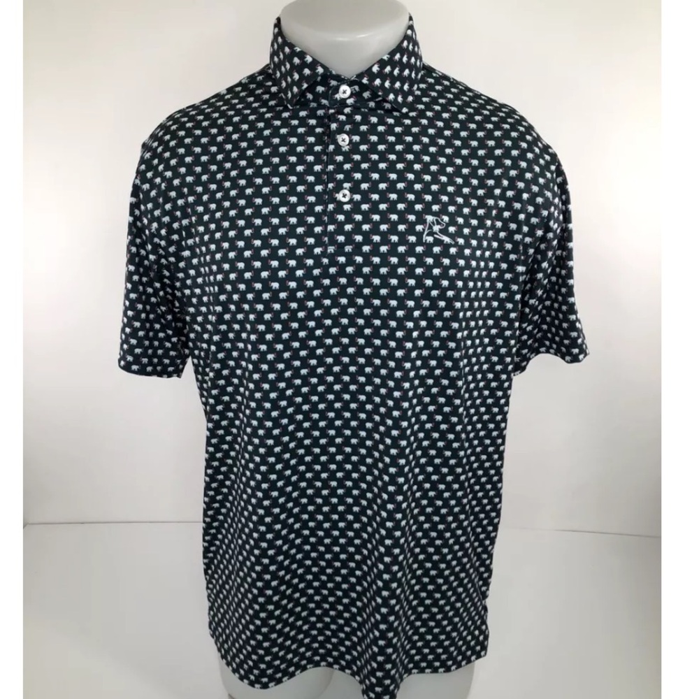 Rhoback Men’s Navy / White Elephant Polo Shirt (Medium)